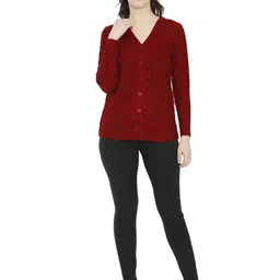 HAUTEMODA Women Cable Knit Woollen Cardigan-image-80