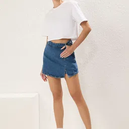Trendyol Women Washed Denim Skorts Technology-picture-31