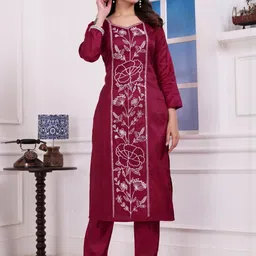 AVNISA ENTERPRISE Women Floral Embroidered Regular Sequinned Kurta with Trouser image 2