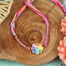 Asthetika Artificial Stones Studded Evil Eye Charm Rakhi With Roli Chawal-picture-56
