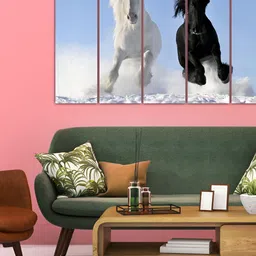 Inephos Black & White 5 Piece Canvas Birds and Animals Wall Paintings-image-50