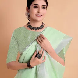 NEGRONI Zari Pure Linen Saree image 2