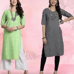 Ethnic basket Women Pack Of 2 Multicoloured Crepe Kurtas-picture-36