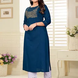 KAYRAAH Embroidered Round Neck Straight Kurta image 3