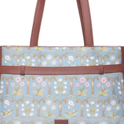 ZOUK Women Floral Printed Shopper Leather Tote Bag image 2