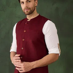 Sangria Men Woven Design Nehru Jackets image 3