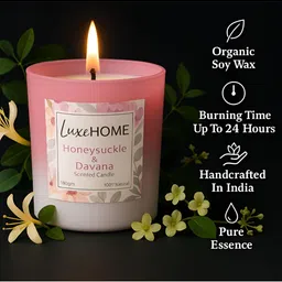 LUXEHOME INTERNATIONAL Honey Suckle Davana Pink & White 2 Pieces Scented Jar Candles image 2