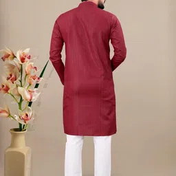 AWM Men Cotton Solid Straight Kurta image 2