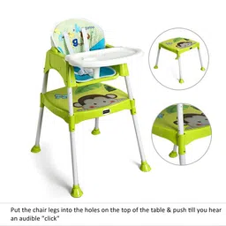 Babyhug 3 in 1 Play & Grow High Chair With 5 Point Safety Harness And Anti-Slip Base - Green image 5