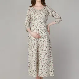 Zuvino Floral Print Maternity A-Line Midi Dress-image-12