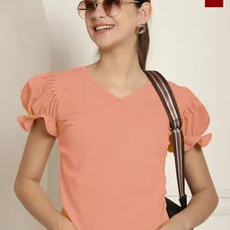 Metronaut Women Pack Of 2 V-Neck Puff Sleeve Regular Top-picture-37