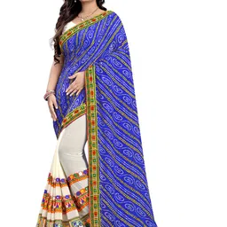 DIVASTRI Bandhani Mirror Work Poly Georgette Saree-picture-26