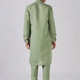 Anouk Men Ethnic Motifs Embroidered Regular Mirror Work Pure Cotton Kurta with Trousers image 4