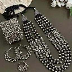 NAMAN ARTS Rubina Silver Plated Oxidised Jewellery Set-picture-54