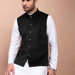 SHOWOFFFF Slim Fit Mandarin Collar Nehru Jackets image 5