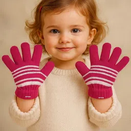 ketkar Infants Kids Set Of 4 Striped Woollen Winter Gloves image 3