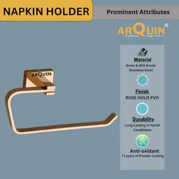 evanex 304 SS Napkin Holder | Wall Mount Towel Ring for Bathroom (Rose Gold, 1pc) 2 inch 1 Bar Towel Rod image 4