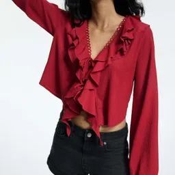 H&M Flounce-Trimmed Blouse image 3
