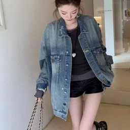 HERE&NOW Spread Collar Longline Denim Jacket-picture-20