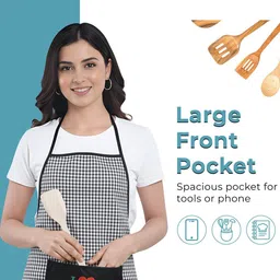 Aura Black Printed Waterproof Apron With Front Pocket image 2