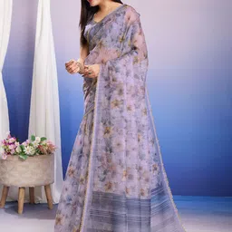 Mitera Floral Sequinned Organza Saree image 3