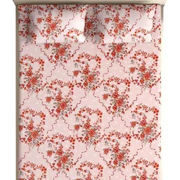 Aura Pink Floral 220 TC Bedsheet with 2 Pillow Covers image 4