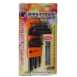 Multitec HSLK-100 Short Allen Key Standard Set - 9 Pieces Pack (1.5mm to 10mm)-picture-18