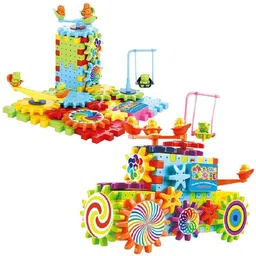 happy heaven Battery Operated 81pcs Rotating Building Blocks with Gears for STEM Learning image 2