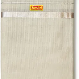 Chithra Fabrics 100% Pure Cotton, Kerala Silver Kasavu Smooth Wedding Dhoti Solid Men Dhoti-image-11