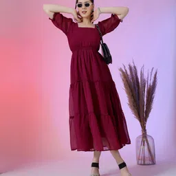 krunal raiyani Women Fit and Flare Purple Maxi/Full Length Dress-picture-23