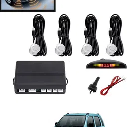 maties 4Pcs White Reverse Parking Sound Warning sensor for car Protection-304 Car Reverse Parking White 4 Sensor With LED Display/Buzzer -304 Parking Sensor-picture-45