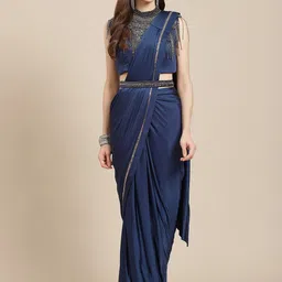 Grancy Navy Blue Gotta Patti Ready to Wear Saree-picture-31