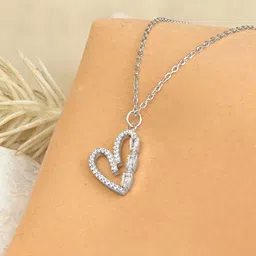 TOUCH925 Cubic Zirconia Silver Harmony Heart Pendant With Chain-picture-18