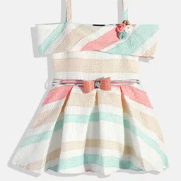 CAVIO Girls Striped Off-Shoulder Fit & Flare Dress-picture-41