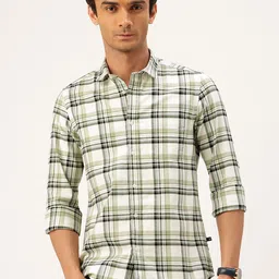 Integriti Slim Fit Checked Pure Cotton Casual Shirt-image-50