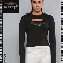 HRX By Hrithik Roshan EDGE Women Jet Black Rapid-Dry Brand Carrier T-shirts-picture-39