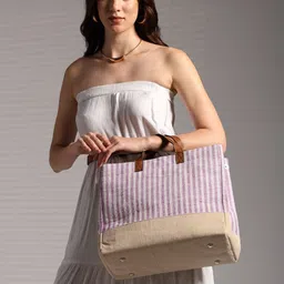 ENSAC Striped Structured Handheld Bag with Tasselled-image-38