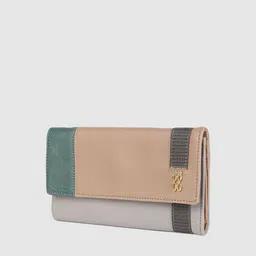 Baggit Women Grey & Beige Colourblocked LWXE TOXIC E LARK Three Fold Wallet image 3