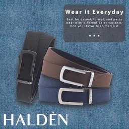 HALDEN Men Slider Buckle Closure Textured Casual Belt image 4