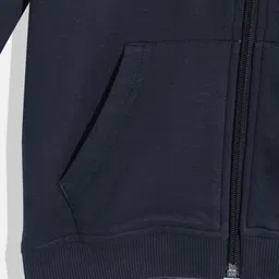 Allen Solly Junior Boys Navy Blue Pure Cotton Brand Logo Printed Hooded Sweatshirt image 5