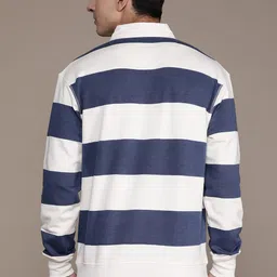 Roadster Men Striped Relaxed Fit Polo Collar T-shirt image 5