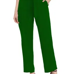 PATRORNA Green High Rise Straight Fit Trousers-image-16