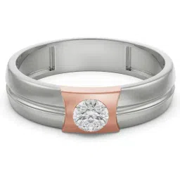 EMORI White Gold Charming Solitaire Lab Grown Diamond Band for Men-image-92