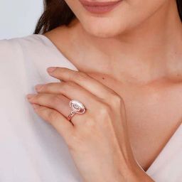GIVA 92.5 Sterling Silver Rose Gold Sphere Arena Ring for Women-picture-34