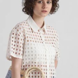 Only White Cotton Self Design Shirt-picture-3