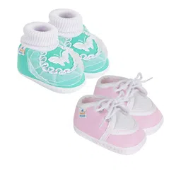 NESKA MODA Kids-Unisex Pink Cotton Booties-image-85