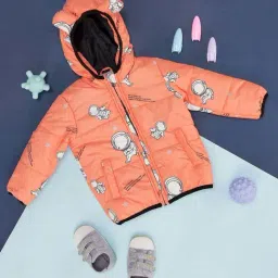 Pantaloons Baby Orange Cotton Printed Full Sleeves Jacket-image-2
