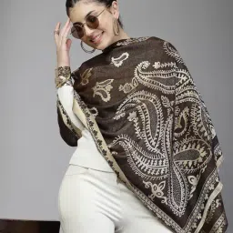 Mafadeny Brown Regular Fit Printed Stole image 5