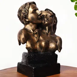 INTERNATIONAL GIFT Decorative Showpiece Gold-Plated Love Couple Face Statue Showpiece image 5