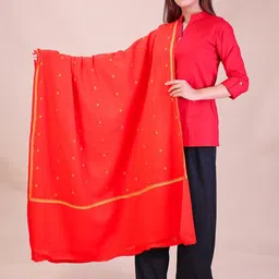 SWI Stylish Floral Embroidered Thread Work Pashmina Pure Woollen Shawl image 4